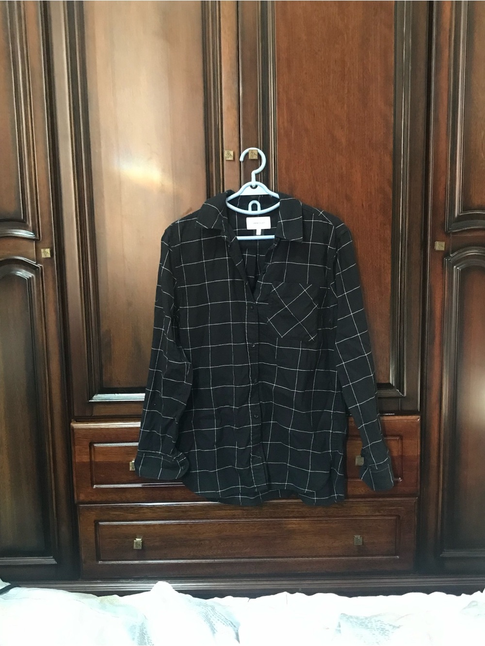 Current/Elliott Black Windowpane Plaid Button-Down Shirt